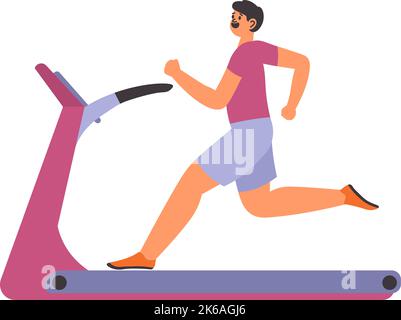 Mann läuft auf dem Laufband im Fitnessstudio und trainiert Sport Stock Vektor