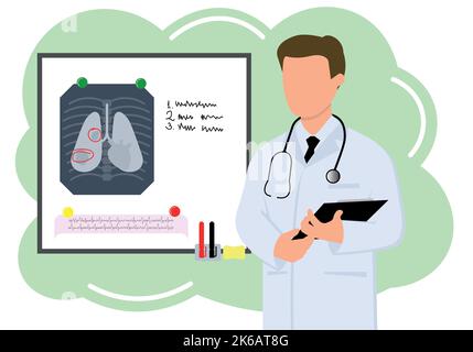 Der Arzt diagnostizierte das Fluorogramm medizinisch in Illustration Stock Vektor