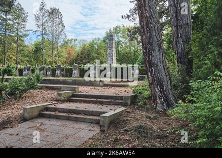 21. August 2022, Dresden, Deutschland. Der Sowjetische Garnisonsfriedhof. Friedhof im Zweiten Weltkrieg. Stockfoto