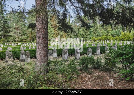 21. August 2022, Dresden, Deutschland. Der Sowjetische Garnisonsfriedhof. Friedhof im Zweiten Weltkrieg. Stockfoto