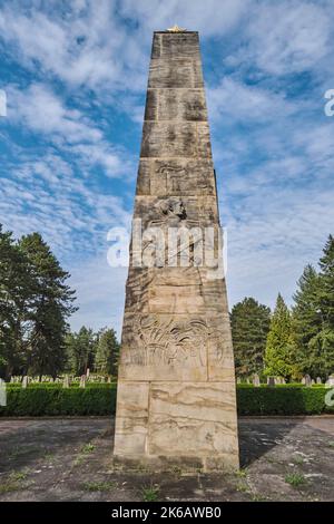 21. August 2022, Dresden, Deutschland. Der Sowjetische Garnisonsfriedhof. Friedhof im Zweiten Weltkrieg. Stockfoto