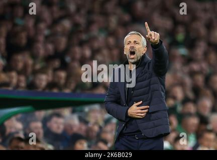 Glasgow, Großbritannien. 11. Oktober 2022. Fußball: Champions League, Gruppenphase, Gruppe F, Matchday 4: Celtic Glasgow - RB Leipzig im Celtic Park. Leipzig-Trainer Marco Rose ist am Rande. Quelle: Jan Woitas/dpa/Alamy Live News Stockfoto