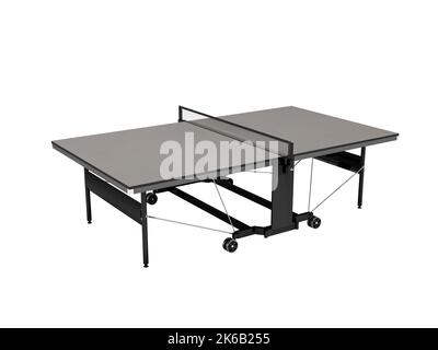 3D Illustration der professionellen Tennis-Tabelle Perspektive Ansicht auf weißem Hintergrund kein Schatten Stockfoto