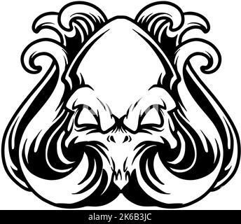 Head Octopus Silhouette Clipart Vektor Illustrationen für Ihre Arbeit Logo, Maskottchen Merchandise T-Shirt, Aufkleber und Label Designs, Poster Stock Vektor