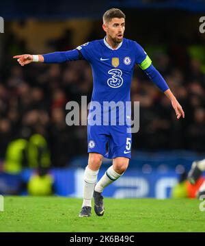 05. Oktober 2022 - Chelsea gegen AC Mailand - UEFA Champions League - Gruppe E - Stamford Bridge die Chelsea-Mannschaft Jorgins während des UEFA Champions League-Spiels der Gruppe E in Stamford Bridge, London. Picture : Mark Pain / Alamy Live News Stockfoto