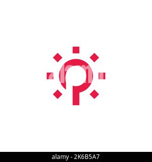 Logo-Vektor mit dem Buchstaben p Power Sun Stock Vektor