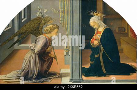 Fra Filippo Lippi - auch bekannt als Lippo Lippi, war ein italienischer Maler des 15.. Jahrhunderts - die Verkündigung, um 1435/1440 Stockfoto