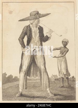 William Blake nach John Gabriel Stedman - Ein Surinam-Pflanzer in seinem Morgenkleid, Gravur 1793 Stockfoto