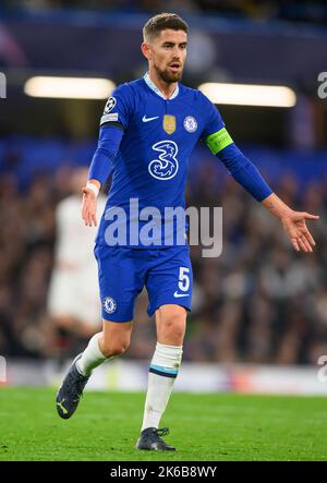 05. Oktober 2022 - Chelsea gegen AC Mailand - UEFA Champions League - Gruppe E - Stamford Bridge die Chelsea-Mannschaft Jorgins während des UEFA Champions League-Spiels der Gruppe E in Stamford Bridge, London. Picture : Mark Pain / Alamy Live News Stockfoto