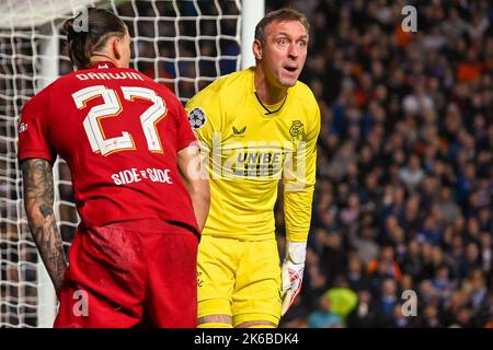 Glasgow, England . 12. Oktober 2022. Allan McGregor Rangers Torwart während des Gruppenspiels der Herren Champions League zwischen den Rangers & Liverpool im Ibrox Stadium, Glasgow (Karl W Newton/SPP) Credit: SPP Sport Press Photo. /Alamy Live News Stockfoto