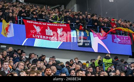 Glasgow, England . 12. Oktober 2022. Liverpool-Fans in Vollzeit während des Gruppenspiels der Herren Champions League zwischen den Rangers und Liverpool im Ibrox Stadium, Glasgow (Karl W Newton/SPP) Credit: SPP Sport Press Foto. /Alamy Live News Stockfoto