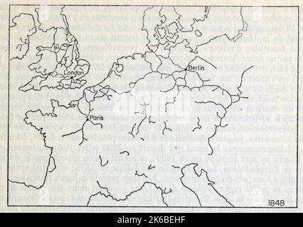 LES CHEMINS DE FER EN EUROPA EN 1848 Stockfoto