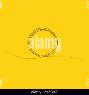 Fortlaufende eine Linie Zeichnung des schwarzen Kreises. Rundrahmen-Skizze auf weißem Hintergrund. Doodle-Vektor-Illustration Stock Vektor