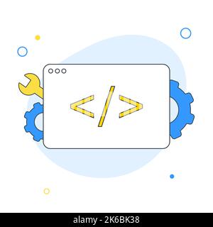 Entwicklungsvektor-Symbol. Web Development Konzept. Website-Codierung, Webseite. Minimalistischer Cartoon-Stil Stock Vektor