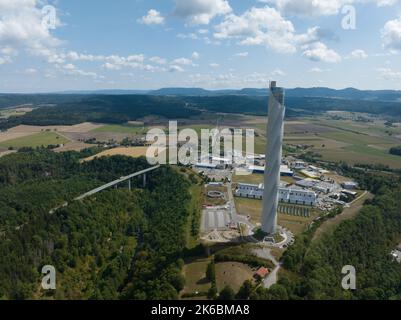 Rottweil, 15.. August 2022, Deutschland. Der TK Elevator Test Tower ist ein Elevator Test Tower. 246 Meter oder 807 Fuß hoch. High-Speed-Aufzug-Test Stockfoto