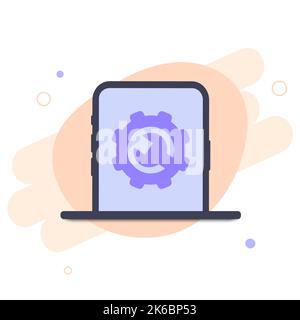 Handy-Vektor einrichten, Reparatur-Reparatur und Wartung Handy-Service, Installation Upgrade os-Software, Setup anpassen Smartphone in Stock Vektor