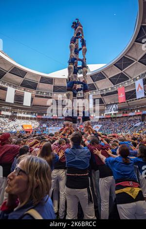 Concurs de Castells de Tarragona 2022 (Tarragona Castells -Human Towers- Wettbewerb). Fotos der Teams (Colles), die am samstag teilgenommen haben Stockfoto