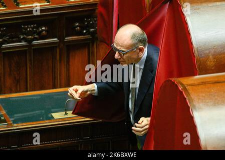 Roma, Italien. 13. Oktober 2022. Enrico Letta während der konstituierenden Sitzung des italienischen Parlaments am 13. Oktober 2022 in Rom, Italien. Kredit: Unabhängige Fotoagentur/Alamy Live Nachrichten Stockfoto