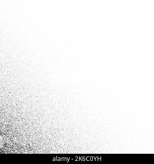 Gradient mit Kornversteiftung. Verblasste stochastische Dotwork-Textur. Zufälliges Grunge Noise Background. Schwarze Punkte, Flecken oder Partikel Tapete. Halbton Stock Vektor