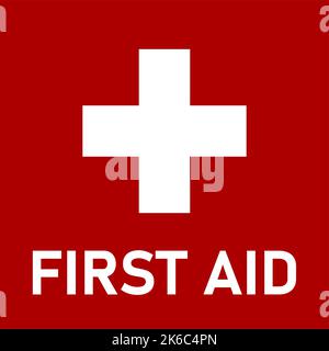Rotes Verbandssymbol mit Kreuz. Vektorbild. Stock Vektor