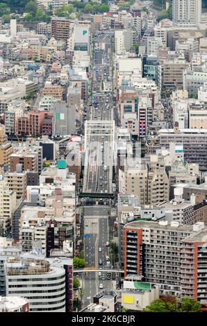 Yokohama cityline von der Aussichtsplattform am Landmark. Stockfoto