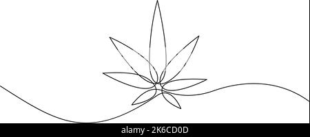 Cannabis Blatt kontinuierliche Linie Kunst. Marihuana in minimalistischem Stil. Einzeilige Kunst Stock Vektor