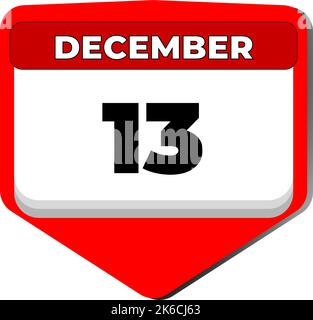 13 Dezember Vektor-Symbol Kalendertag. 13 Datum Dezember. 13. Tag im Dezember. 13. Datumsnummer. 13-Tage-Kalender. Dreizehn Datum. Usa Stock Vektor