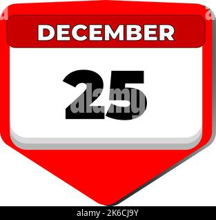 25 Dezember Vektor-Symbol Kalendertag. 25 Datum Dezember. 25. Tag im Dezember. 25. Datumsnummer. 25-Tage-Kalender. Fünfundzwanzig Datum. merry Stock Vektor