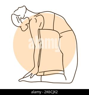 Ustrasana Camel Pose Farbe Linie Illustration. Piktogramm für Webseite Stock Vektor