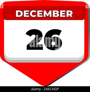 26 Dezember Vektor-Symbol Kalendertag. 26 Datum Dezember. 26. Tag im Dezember. 26. Datumsnummer. 26-Tage-Kalender. Sechsundzwanzig Datum. Boxen Stock Vektor