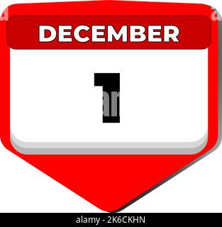 1 Dezember Vektor-Symbol Kalendertag. 1 Datum Dezember. Erster Tag im Dezember. 1. Datumsnummer. 1-Tage-Kalender. Ein Datum. Rumänien große Union, Welt Stock Vektor