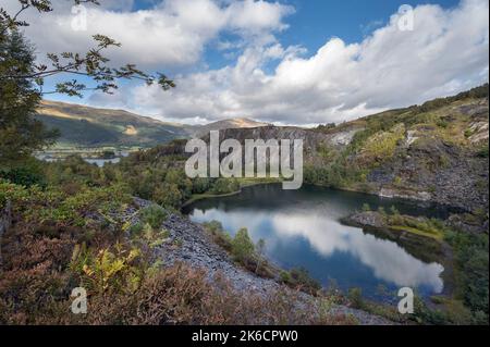 Über dreihundert Jahre alter Steinbruch in Glencoe Stockfoto