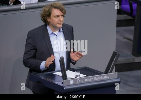 Berlin, Deutschland. 12. Oktober 2022. Erik von Malottki (SPD) während einer Sitzung des Deutschen Bundestages. Kredit: dpa/Alamy Live Nachrichten Stockfoto