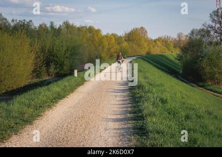 Weg auf einem Weichsel-Ufer im Warschauer Stadtteil Siekierki, Polen Stockfoto