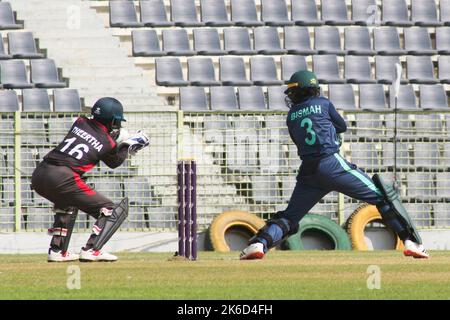 Sylhet, Bangladesch . 09. Oktober 2022. 9. Oktober 2022, Sylhet, Bangladesch: Bismah Maroof aus dem pakistanischen Team in Aktion während des Spiels zwischen Pakistan und den Vereinigten Arabischen Emiraten während des Women's T20 Cricket Asia Cup im Sylhet International Cricket Stadium, Bangladesch. Am 9. Oktober 2022, Sylhet, Bangladesch. (Foto von MD Rafayat Haque Khan/Eyepix Group/Sipa USA) Quelle: SIPA USA/Alamy Live News Stockfoto