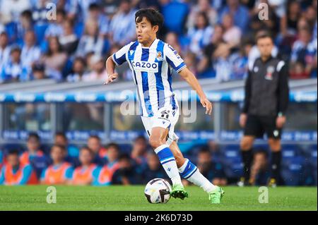 Takefusa Kubo von Real Sociedad während des La Liga-Spiels zwischen Real Sociedad und Villarreal CF spielte am 9. Oktober 2022 im Real Arena Stadium in San Sebastian, Spanien. (Foto von Cesar Ortiz / PRESSIN) Stockfoto