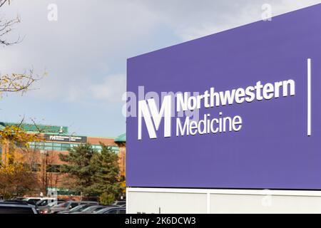 Northwestern Medicine ist ein gemeinnütziges Gesundheitssystem, das mit der Northwestern University verbunden ist und in der Branche führend ist. Stockfoto