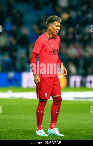 Roberto Firmino, brasilianischer Profi-Fußballspieler, spielt als Stürmer oder Mittelfeldspieler für den FC Liverpool, die englische Premier League-Mannschaft. Stockfoto