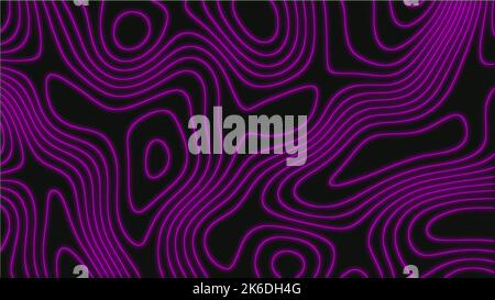 Abstrakte topografische Animation, neongrün auf schwarzem Hintergrund. Stockfoto