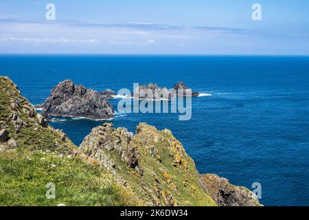 Malerisches galizisches Panorama entlang der Straße nach San Andres de Teixido, Einer Provinz Coruna, Galizien. Ruta de la Miradores in Cabo Ortegal, Spanien Stockfoto