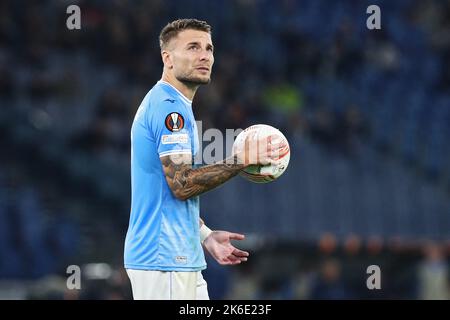 Rom, Italien - 13. Oktober 2022 Ciro immobile of Lazio schaut während der UEFA Europa League, Gruppe F Fußballspiel zwischen SS Lazio und SK Sturm Graz am 13. Oktober 2022 im Stadio Olimpico in Rom, Italien - Foto Federico Proietti / DPPI Stockfoto