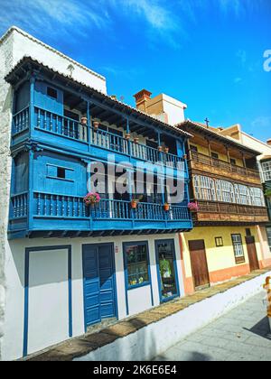 Colouful alte Häuser in santa cruz de la palma spanien, las palma, la palma, las palma Altstadt, Fort in las palma, las palmas de gran caneria Stockfoto