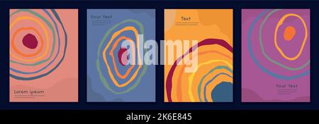 Plakatset für den Kopierbereich. Kreative Design-Layout-Vorlage mit konzentrischen Kreisen. Hintergründe Broschürenumschläge oder Webseiten in trendigen Farben. Stock Vektor