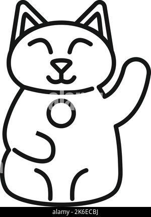 China Lucky Katze Symbol Umriss Vektor. Japanischer Neko. Chinesisches Tier Stock Vektor