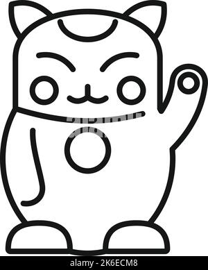 Vektor der glücklichen Katze-Symbol-Umrisslinie. Japan maneki. Chinesisches Vermögen Stock Vektor