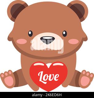 Isoliert niedlichen Teddybär Valentinstag Symbol Vektor Stock Vektor