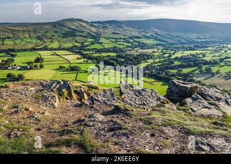 Blick auf das Edale Tal im Peak District National Park, Derbyshire, England, Großbritannien Stockfoto