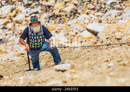 Brian Busse; amerikanischer Gemtracker; berühmter Edelsteinminer; Besitzer des berühmten „Thank You Lord“ Aquamarin Claim; Mt. Antero; Colorado; USA Stockfoto