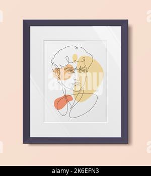 Portrait von David in durchgehender Linienführung für Druck und Dekoration. Vektorgrafik. Stock Vektor