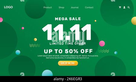 Abstract 11,11 Sale Banner mit Singles Day für Sonderangebote, Shopping-Urlaub Verkäufe und Rabatte. 11,11 Herbst Sale Day Geschenk Promotion Gutschein Idee. Stock Vektor